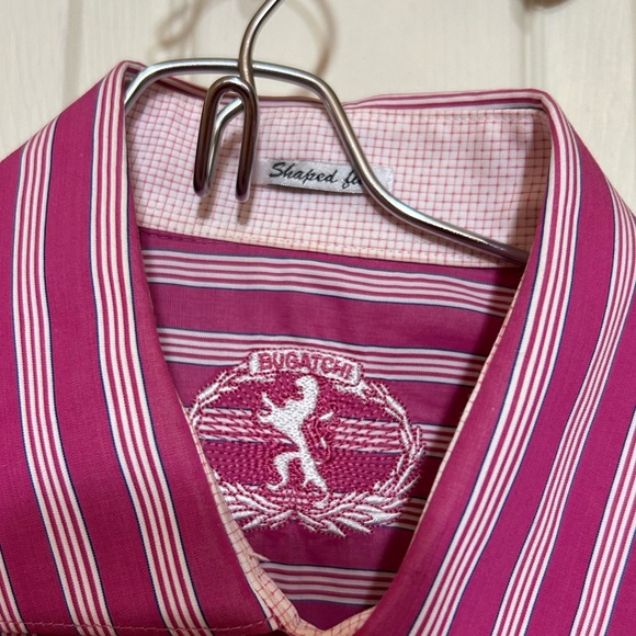 Bugatchi pink stripes long sleeve short L - Picture 2 of 6